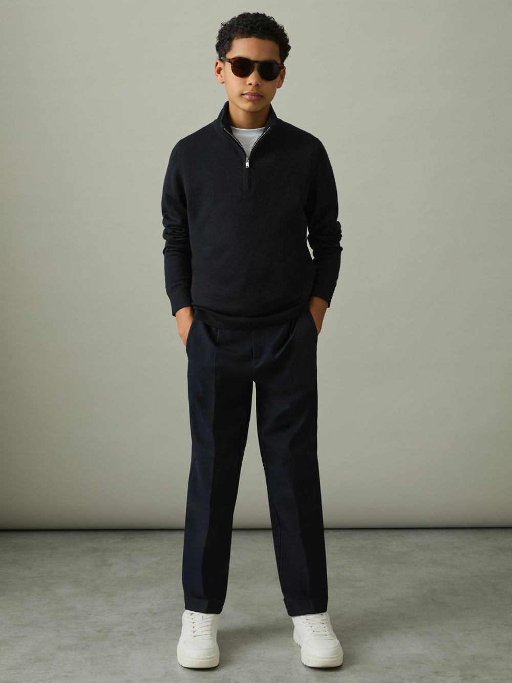 Reiss | 9-13 yrs Two Pack Of Merino Wool Zip-Neck Jumpers in Navy/Dark Bordeaux