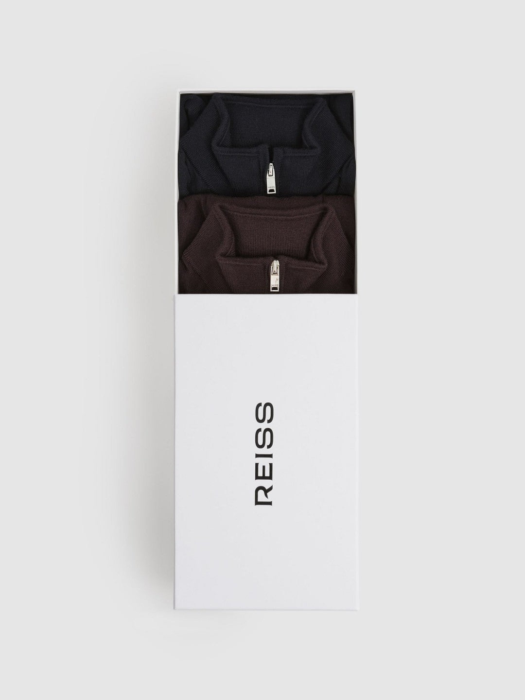 Reiss | 9-13 yrs Two Pack Of Merino Wool Zip-Neck Jumpers in Navy/Dark Bordeaux