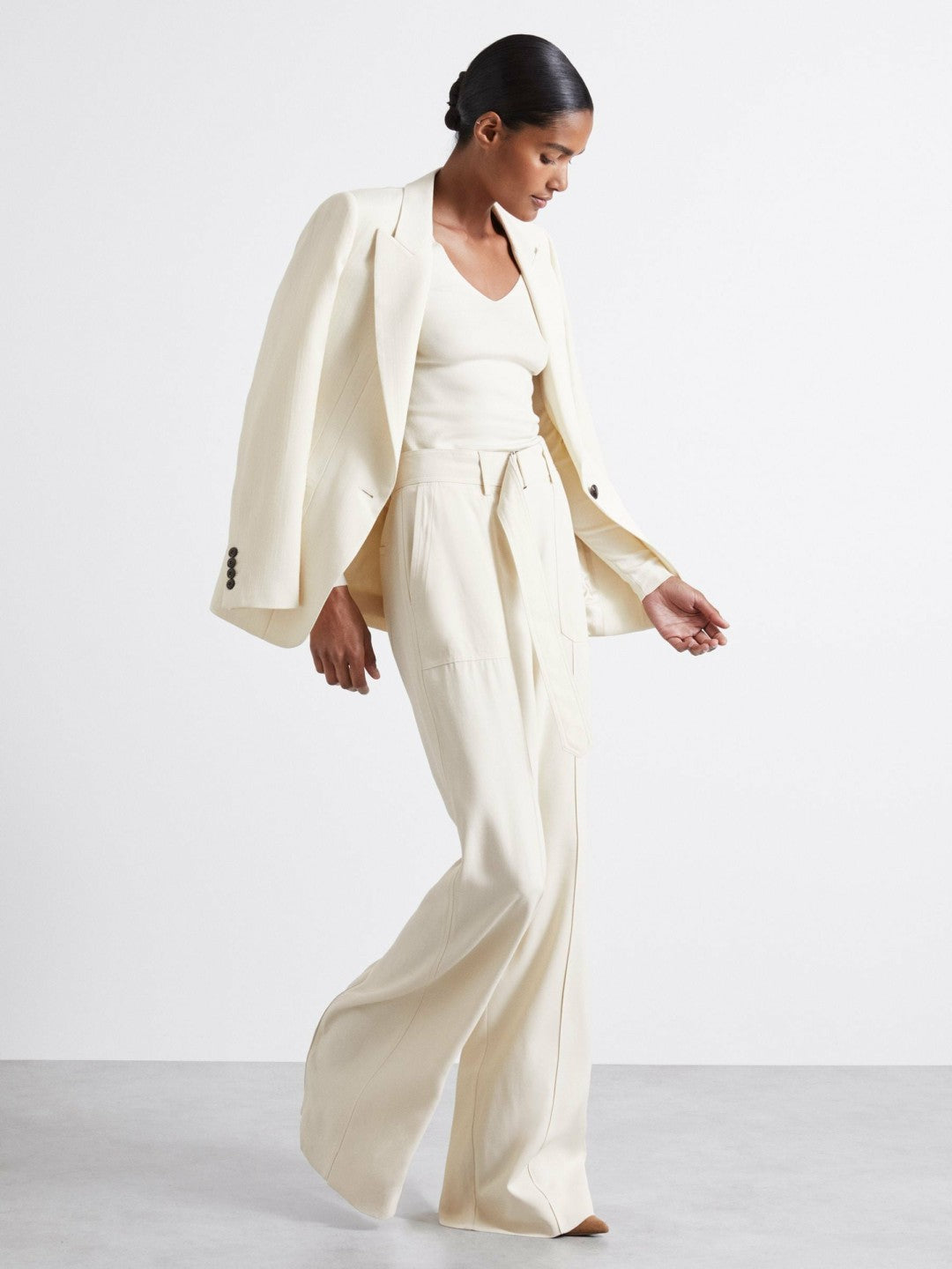 Reiss | Atelier Knitted Silk-Blend Top in Off White