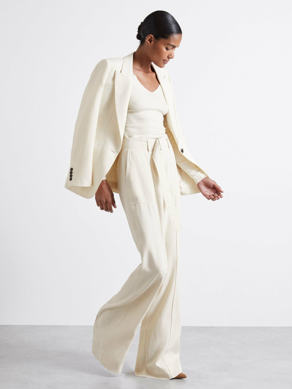 Reiss | Atelier Knitted Silk-Blend Top in Off White