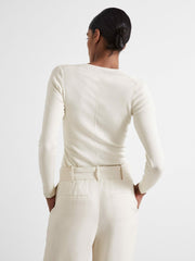 Reiss | Atelier Knitted Silk-Blend Top in Off White