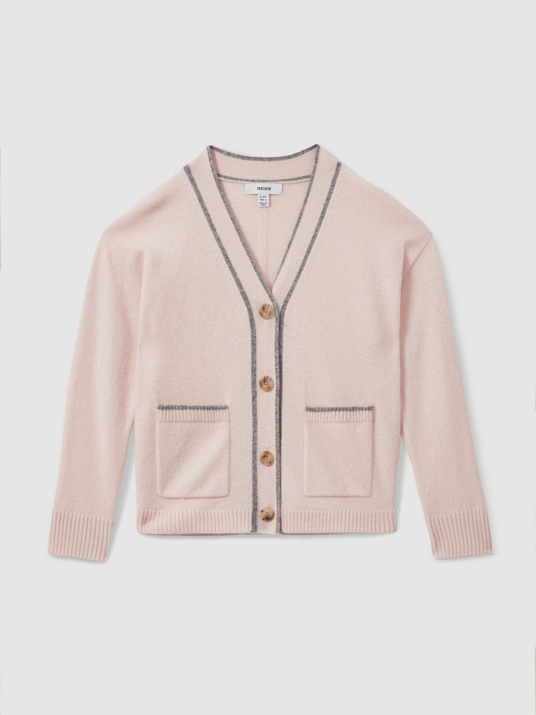 Reiss | 9-13 yrs Wool-Blend Stripe-Detail Cardigan With Cashmere in Pink