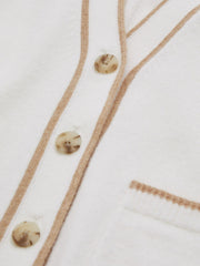 Reiss | 13-14 yrs Wool-Blend Stripe-Detail Cardigan With Cashmere in Cream