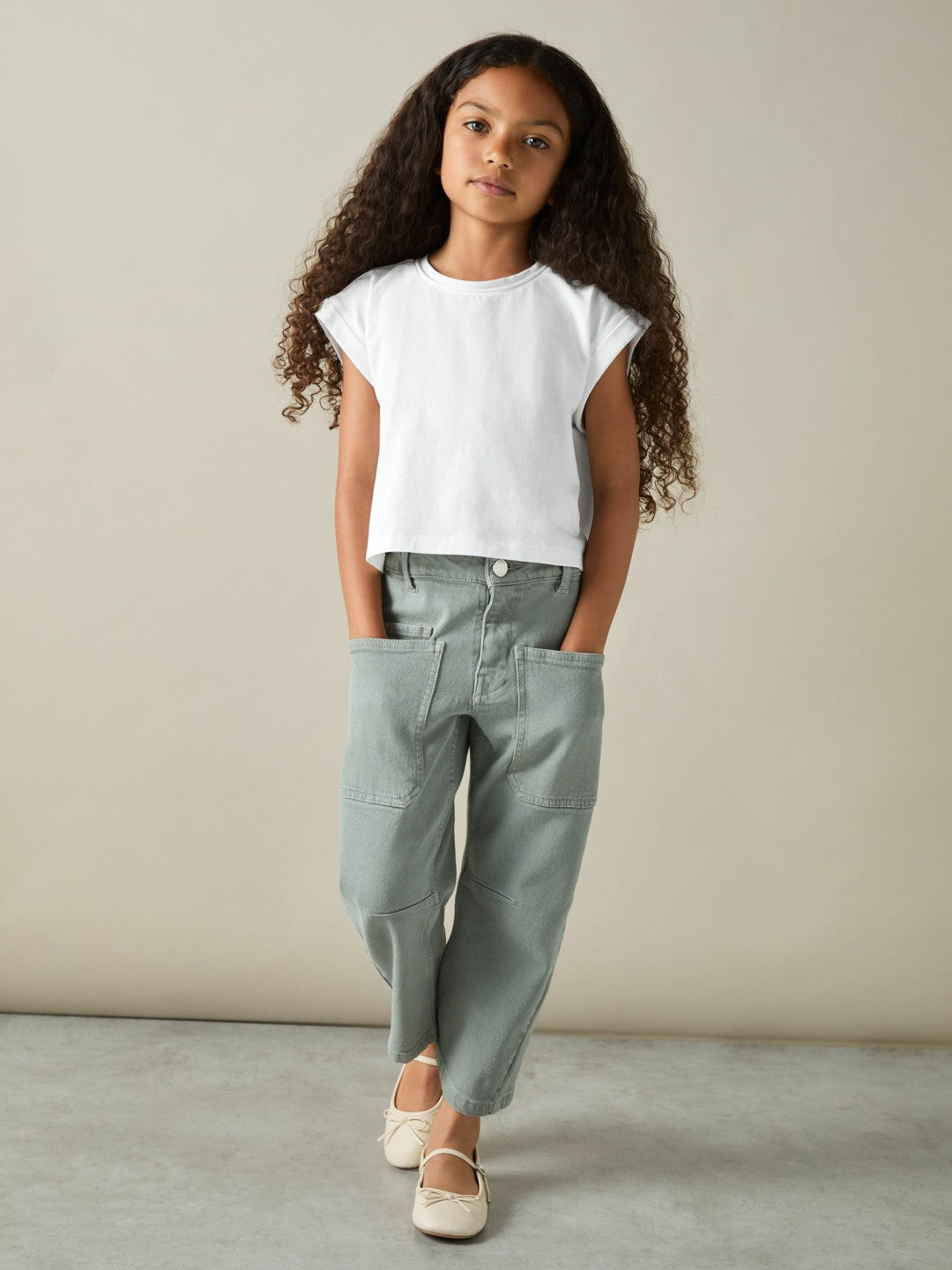 Reiss | 9-13 yrs Cotton-Jersey Cropped T-Shirt in White