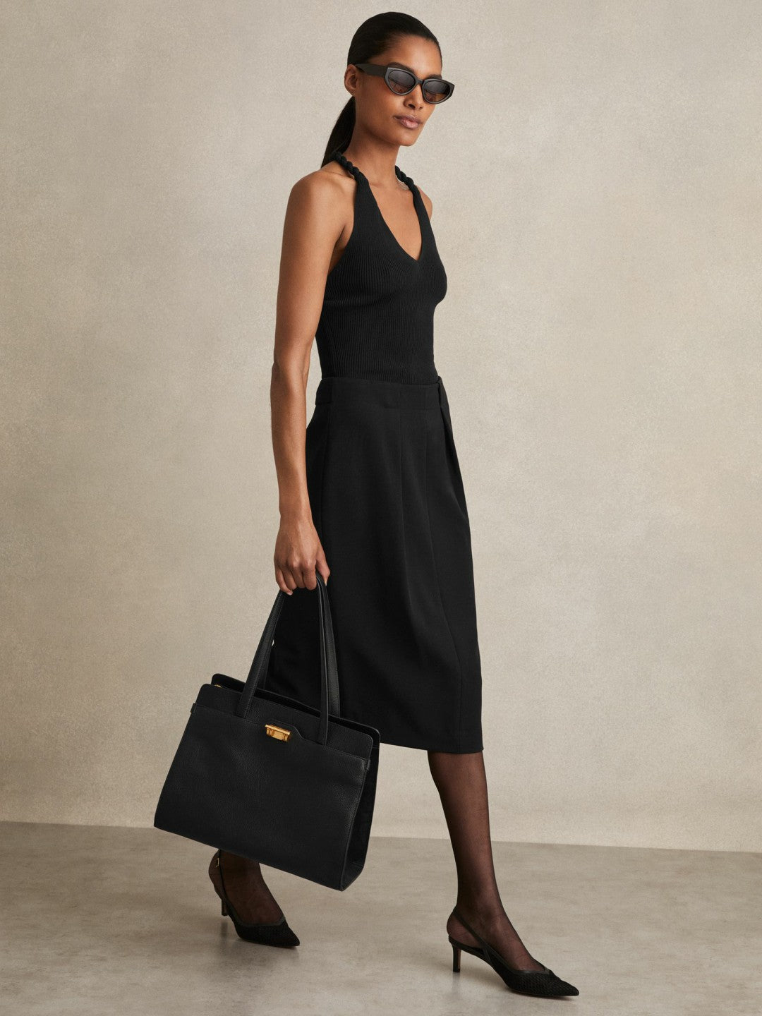 Reiss | Tailored Midi Suit Skirt in Black
