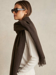 Reiss | Wool-Cashmere Scarf in Chocolate