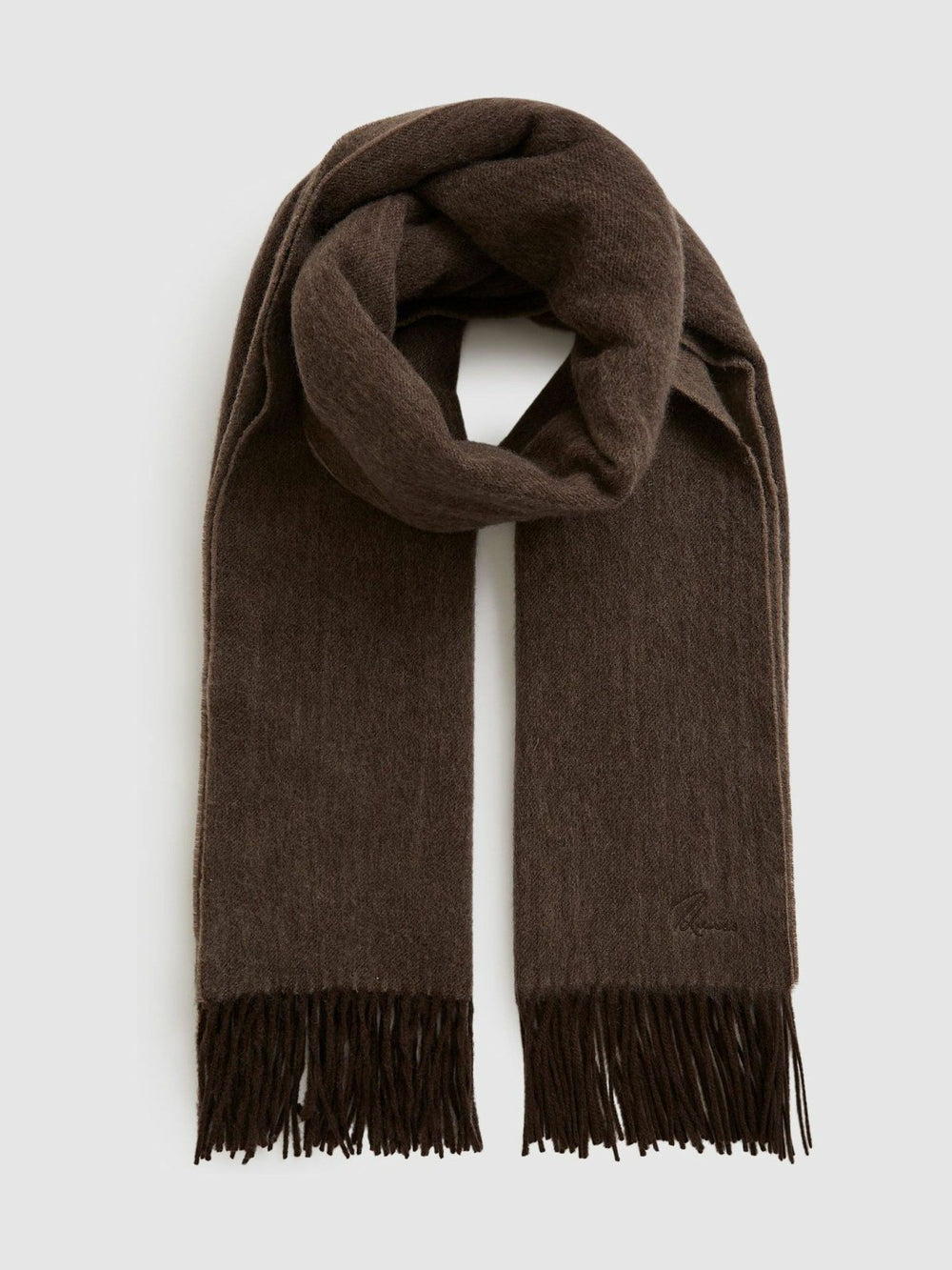 Reiss | Wool-Cashmere Scarf in Chocolate