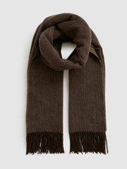 Reiss | Wool-Cashmere Scarf in Chocolate