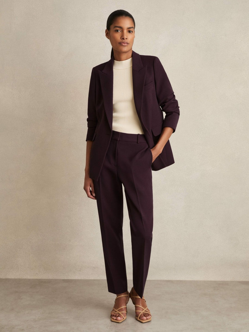 Reiss | Petite Slim Fit Suit Trousers in Berry