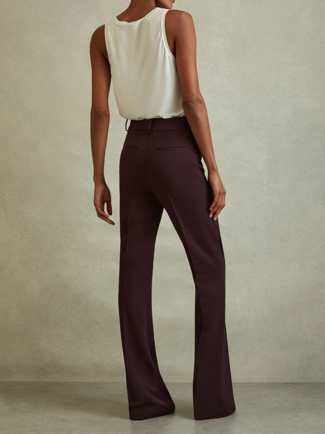 Reiss | Petite Flared Suit Trousers in Berry