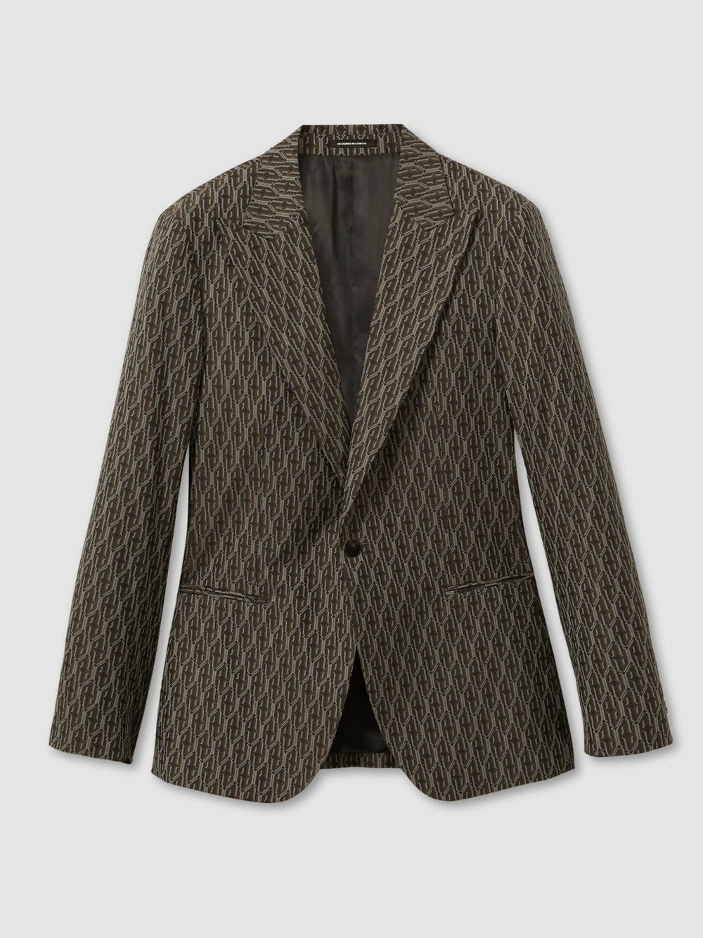 Reiss | Monogram-Jacquard Twill Blazer in Chocolate Brown