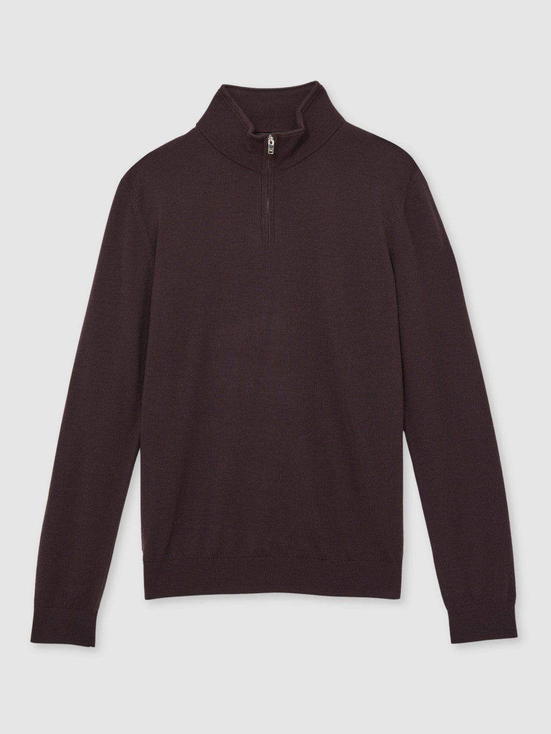 Reiss | Merino Wool Half-Zip Jumper in Dark Bordeaux