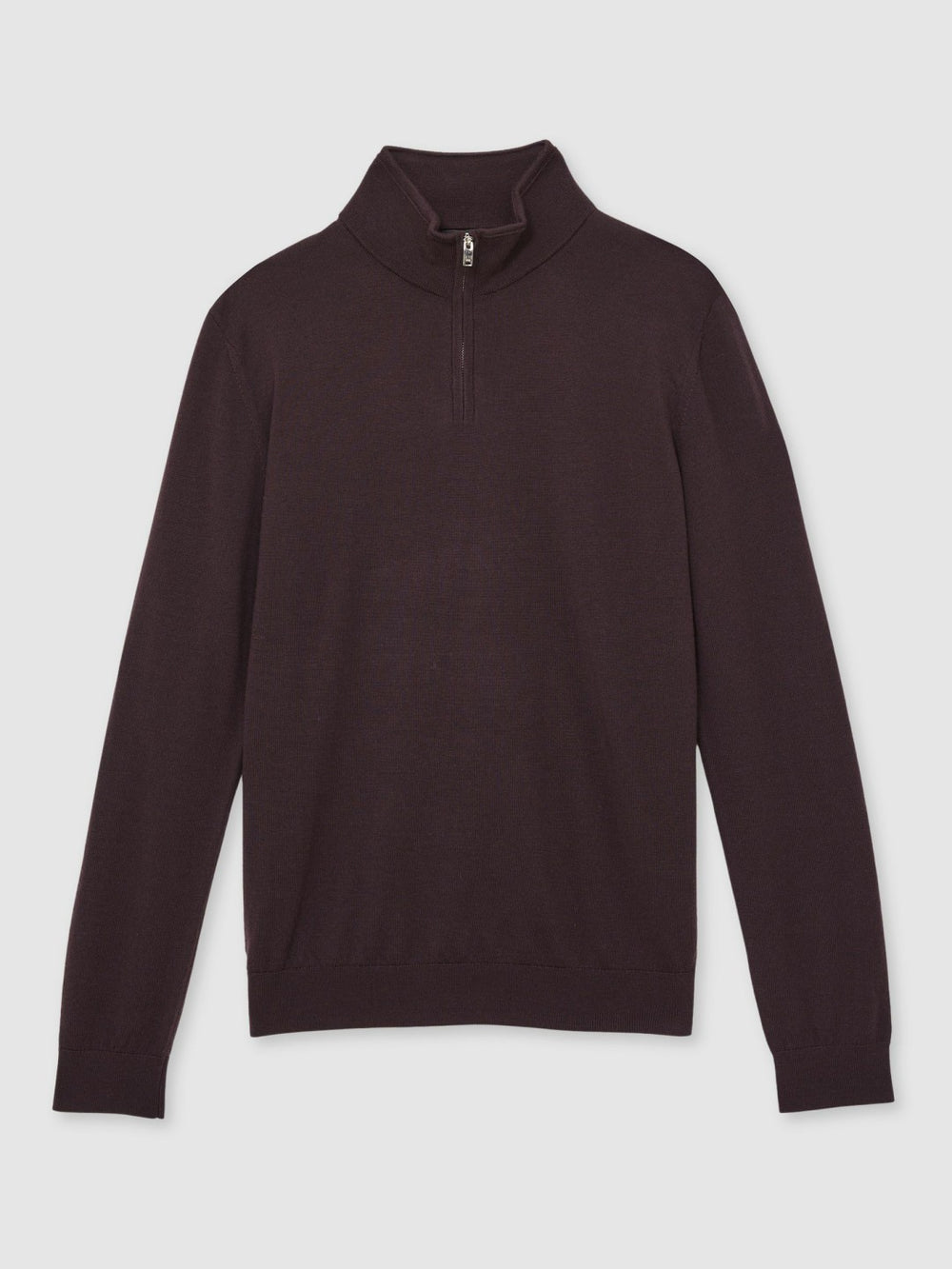 Reiss | Merino Wool Half-Zip Jumper in Dark Bordeaux