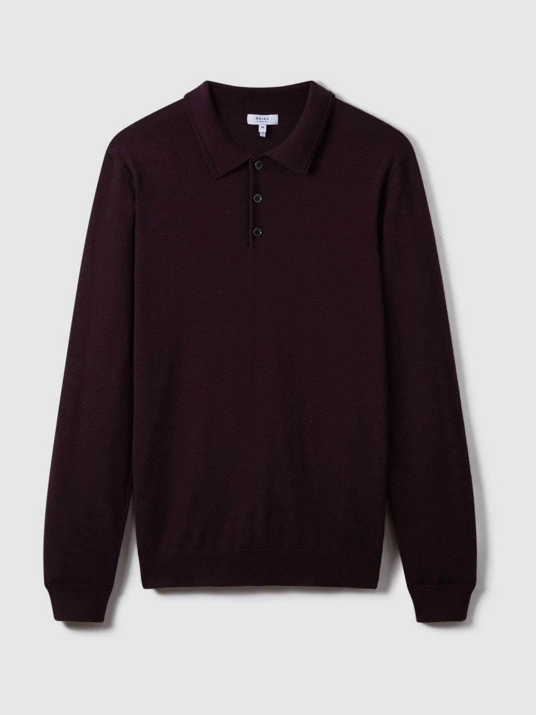 Reiss | Merino Wool Polo Shirt in Dark Bordeaux