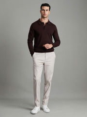 Reiss | Merino Wool Polo Shirt in Dark Bordeaux