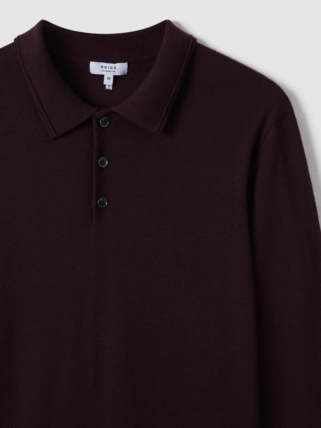 Reiss | Merino Wool Polo Shirt in Dark Bordeaux