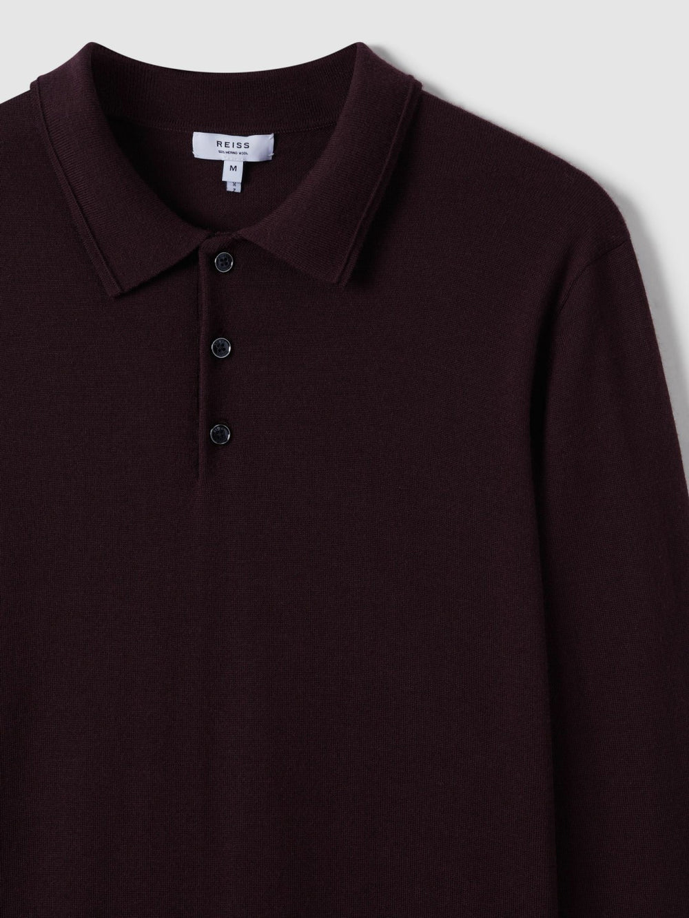 Reiss | Merino Wool Polo Shirt in Dark Bordeaux