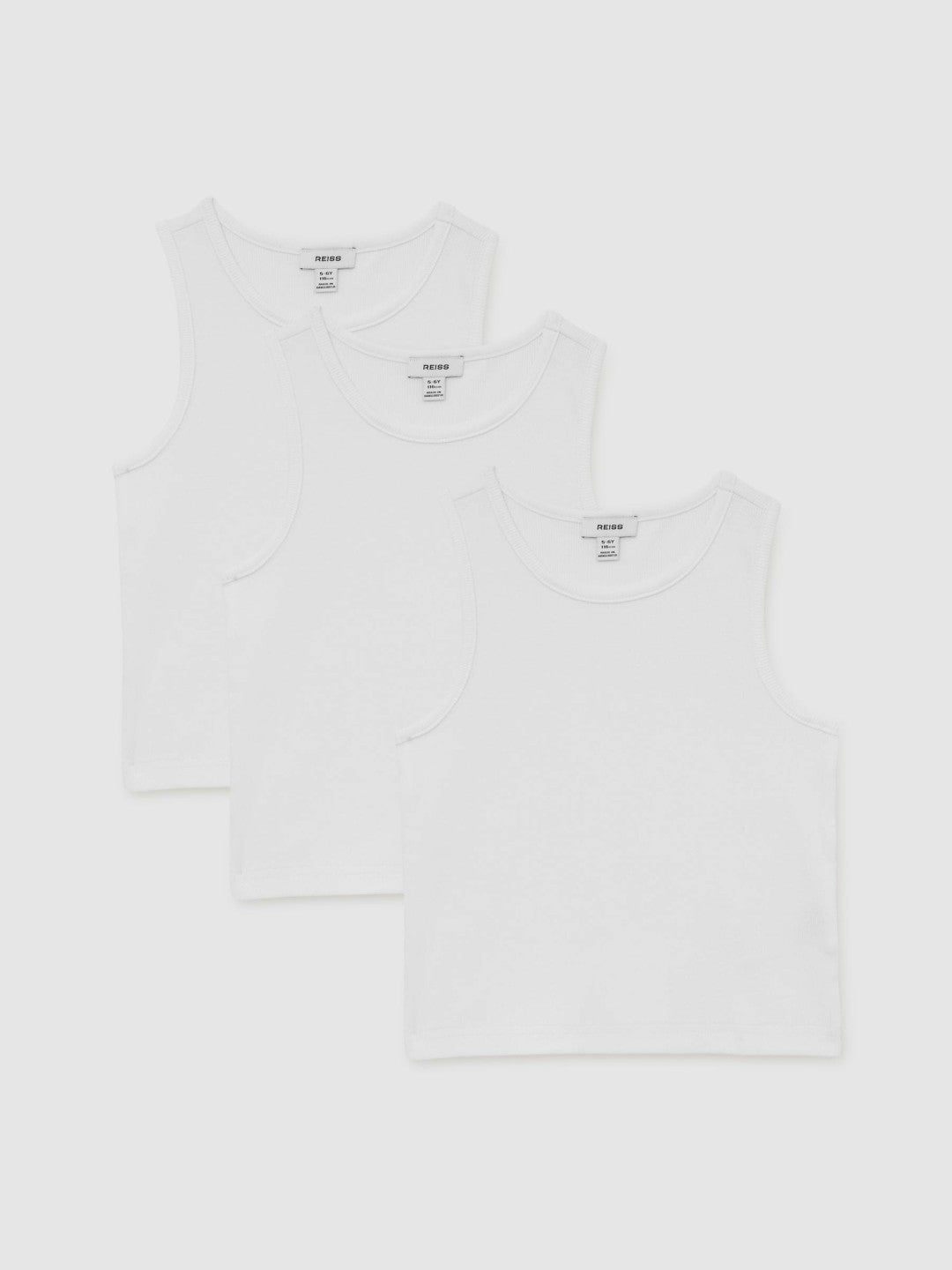 Reiss | 3-9 yrs Cotton Stretch Ribbed Vest 3 Pack in White