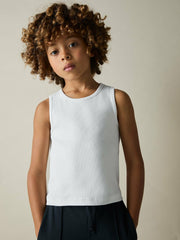 Reiss | 3-9 yrs Cotton Stretch Ribbed Vest 3 Pack in White