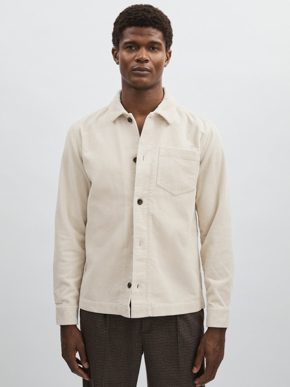 Reiss | Les Deux Cotton Corduroy Overshirt in Ivory