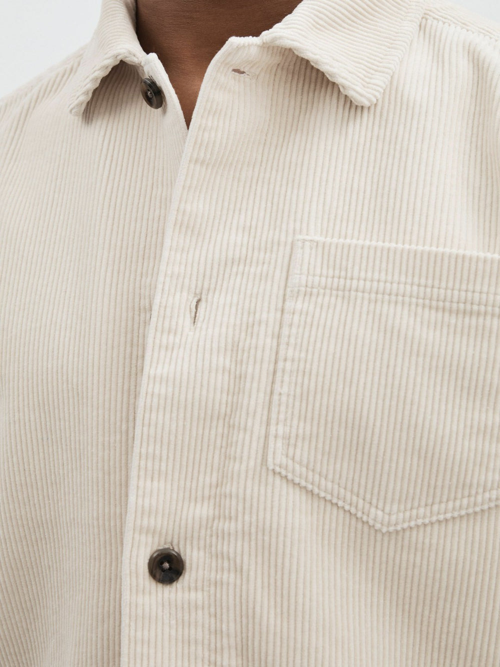Reiss | Les Deux Cotton Corduroy Overshirt in Ivory