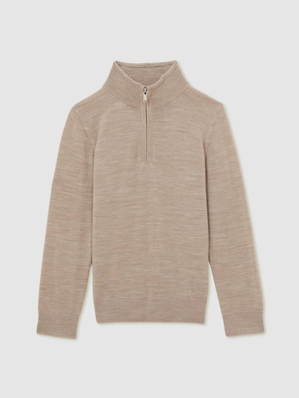 Reiss | 3-9 yrs Merino Wool Half-Zip Funnel Neck Jumper in Wheat Melange