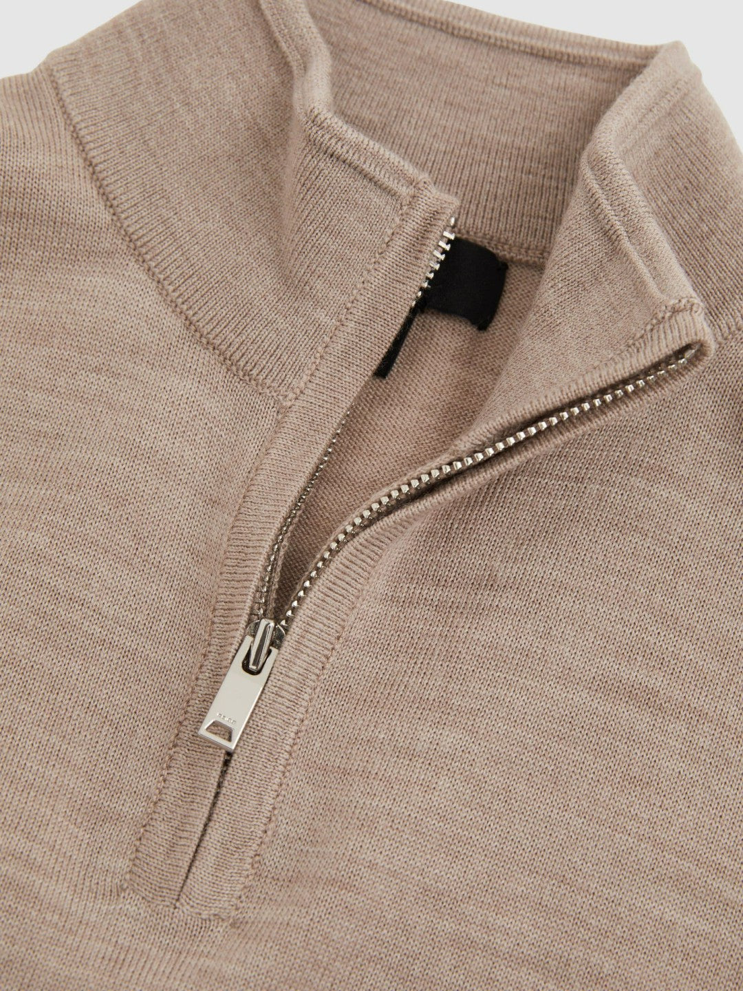 Reiss | 3-9 yrs Merino Wool Half-Zip Funnel Neck Jumper in Wheat Melange