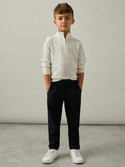 Reiss | 9-13 yrs Merino Wool Half-Zip Funnel Neck Jumper in Snow