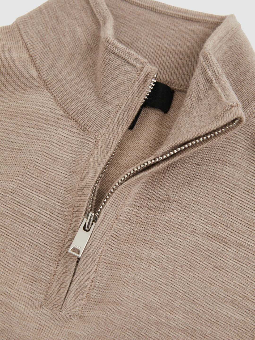 Reiss | 9-13 yrs Merino Wool Half-Zip Funnel Neck Jumper in Wheat Melange