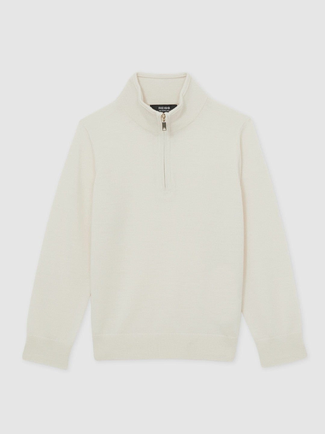 Reiss | 3-9 yrs Merino Wool Half-Zip Funnel Neck Jumper in Snow