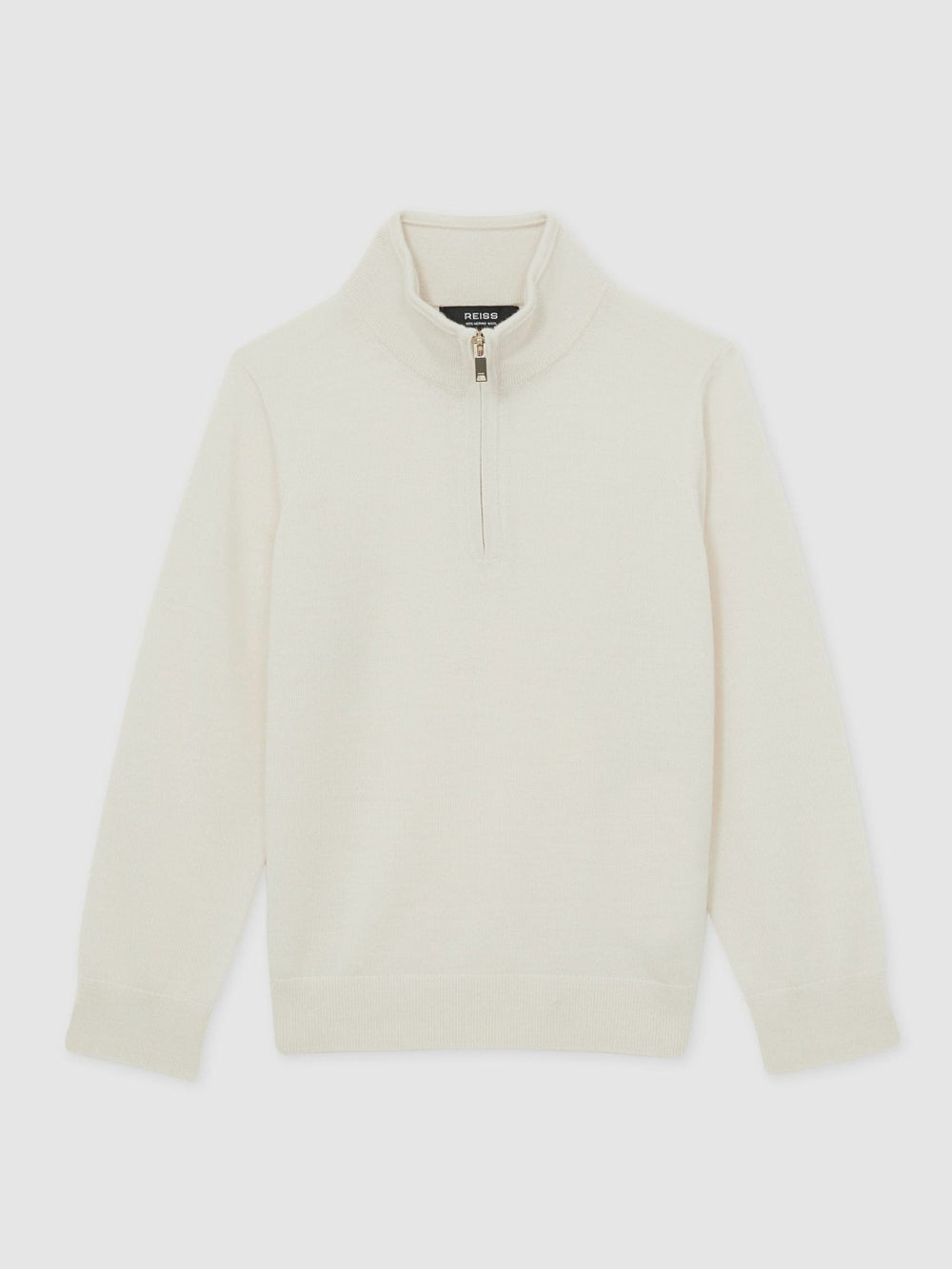 Reiss | 3-9 yrs Merino Wool Half-Zip Funnel Neck Jumper in Snow
