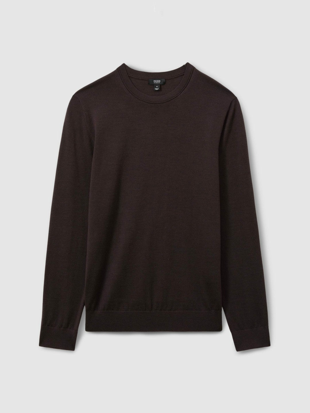 Reiss | Merino Wool Crew Neck Jumper in Dark Bordeaux