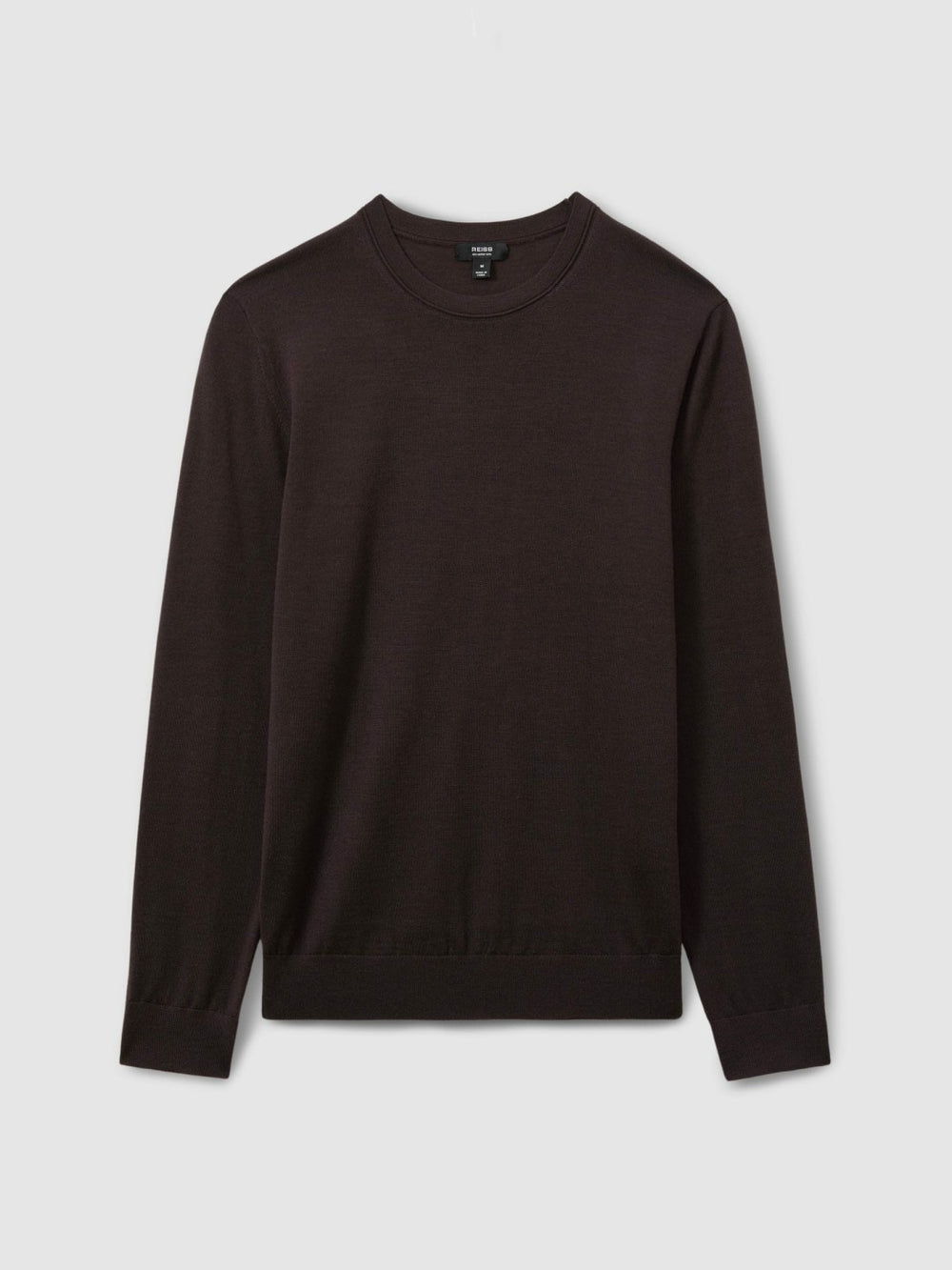 Reiss | Merino Wool Crew Neck Jumper in Dark Bordeaux