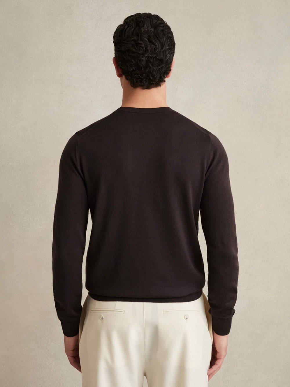 Reiss | Merino Wool Crew Neck Jumper in Dark Bordeaux