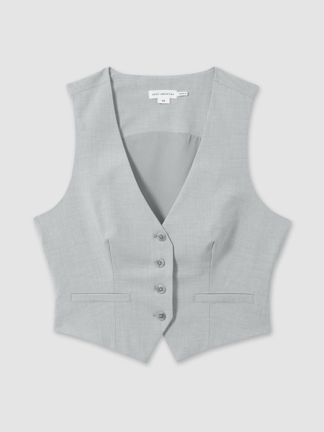 Reiss | Good American Sharkskin Suit Waistcoat in Heather Grey