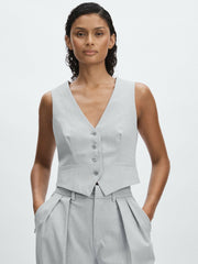 Reiss | Good American Sharkskin Suit Waistcoat in Heather Grey