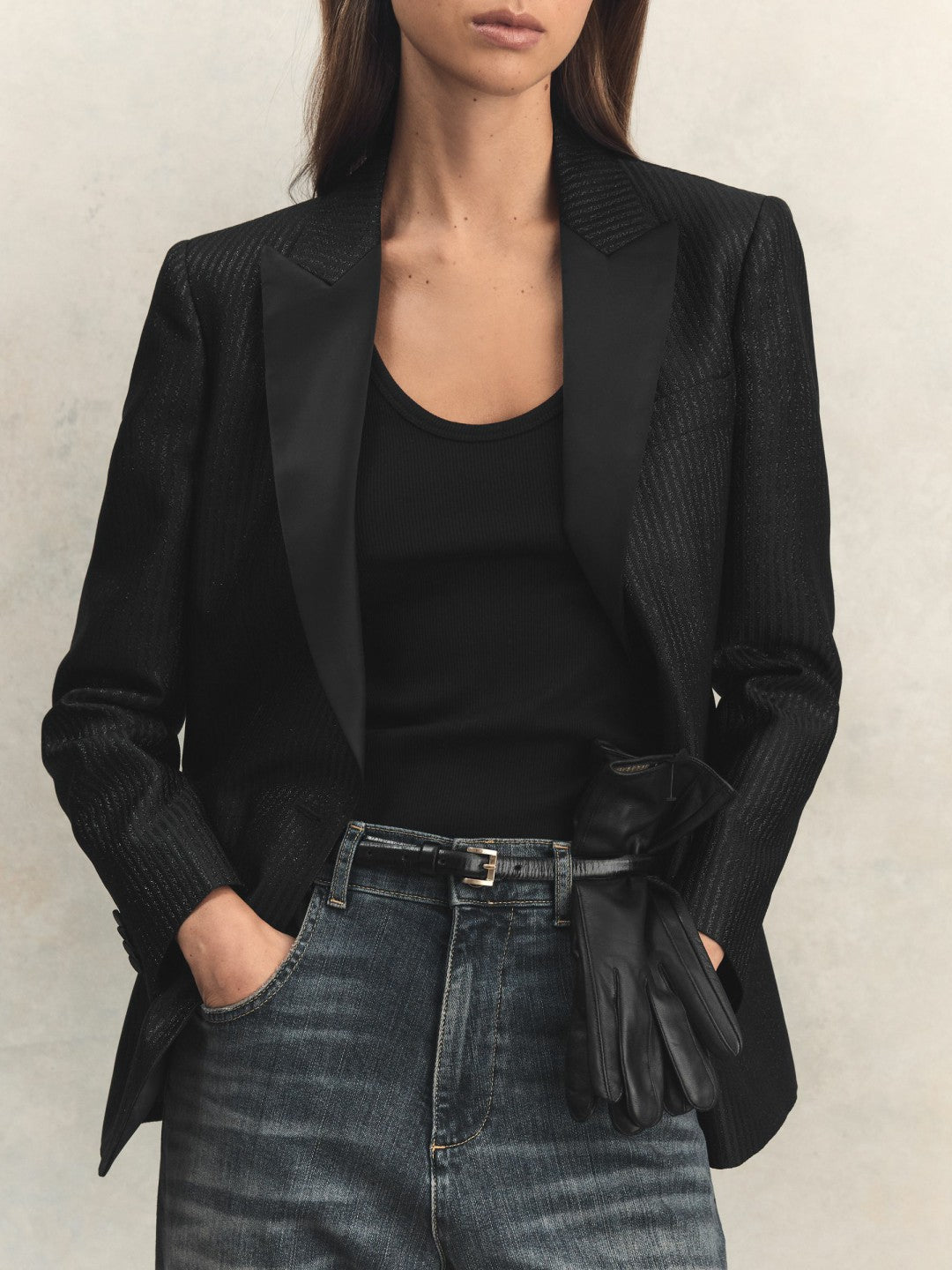 Reiss | Leather Gloves in Black