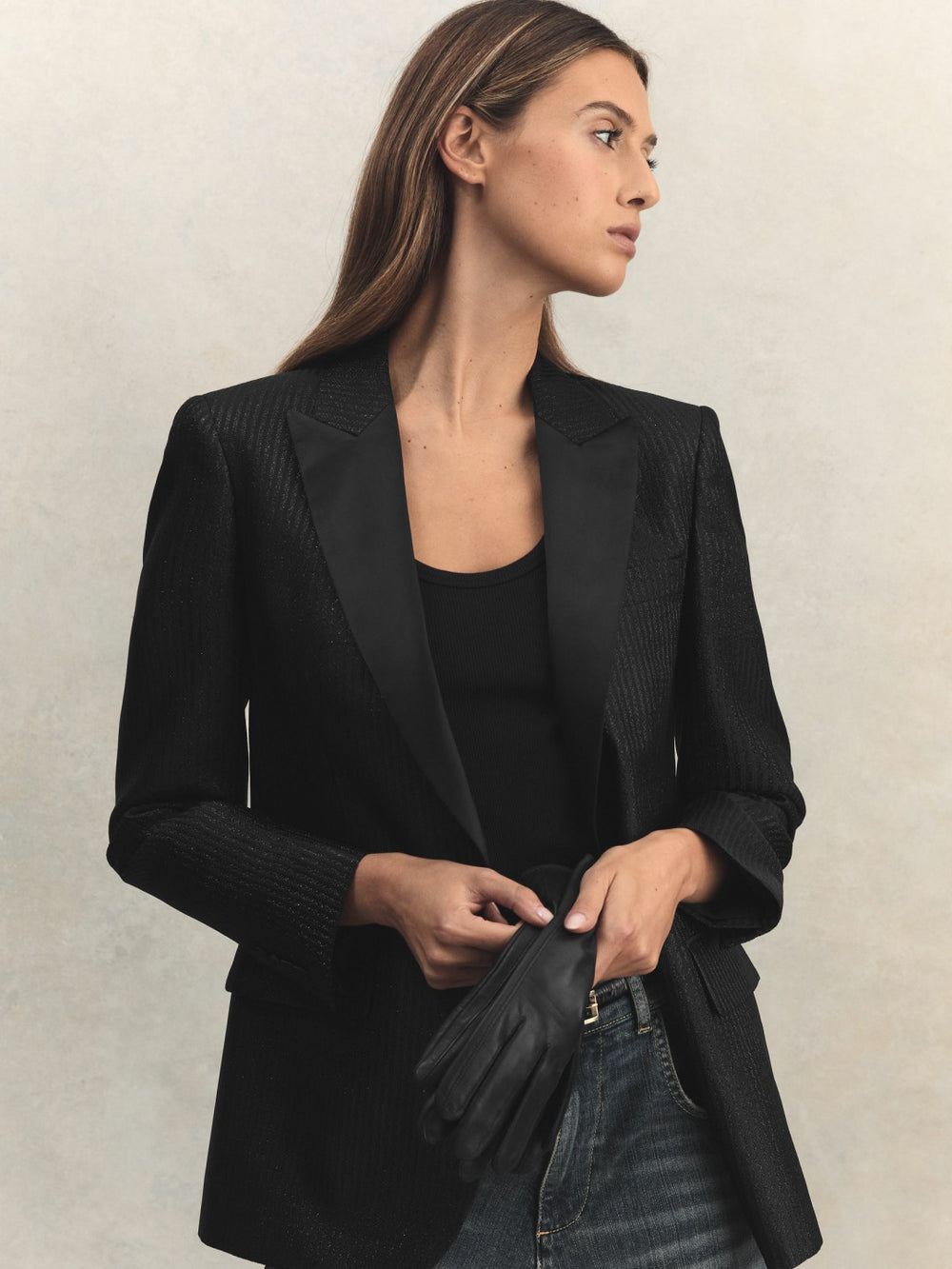 Reiss | Leather Gloves in Black