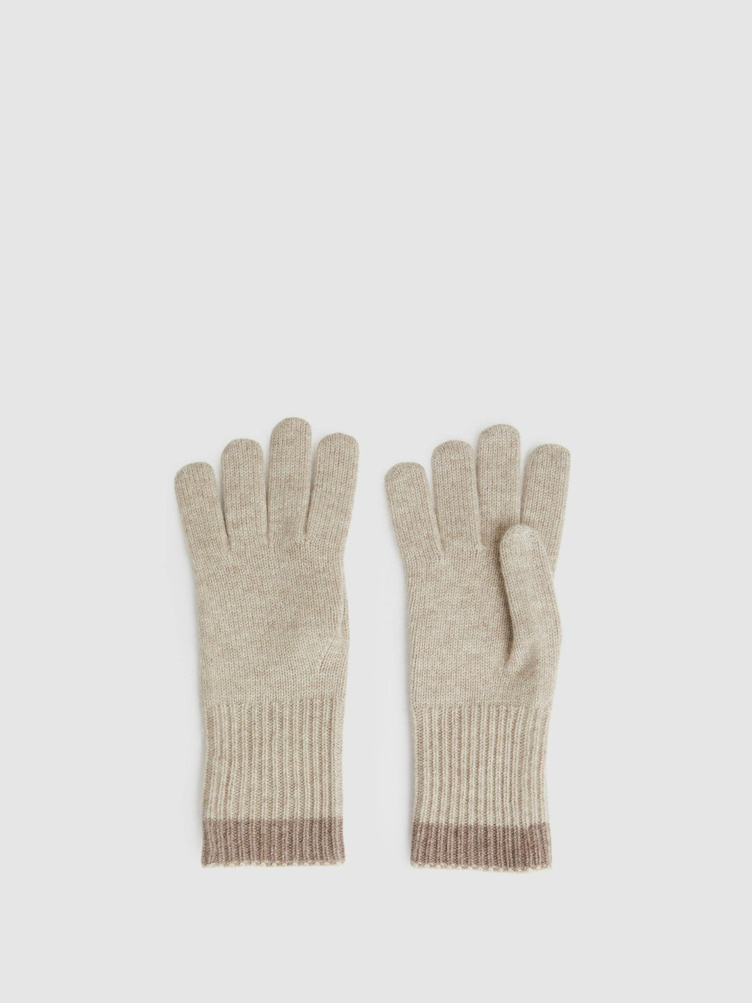 Reiss | Wool Blend Tipped Gloves in Taupe