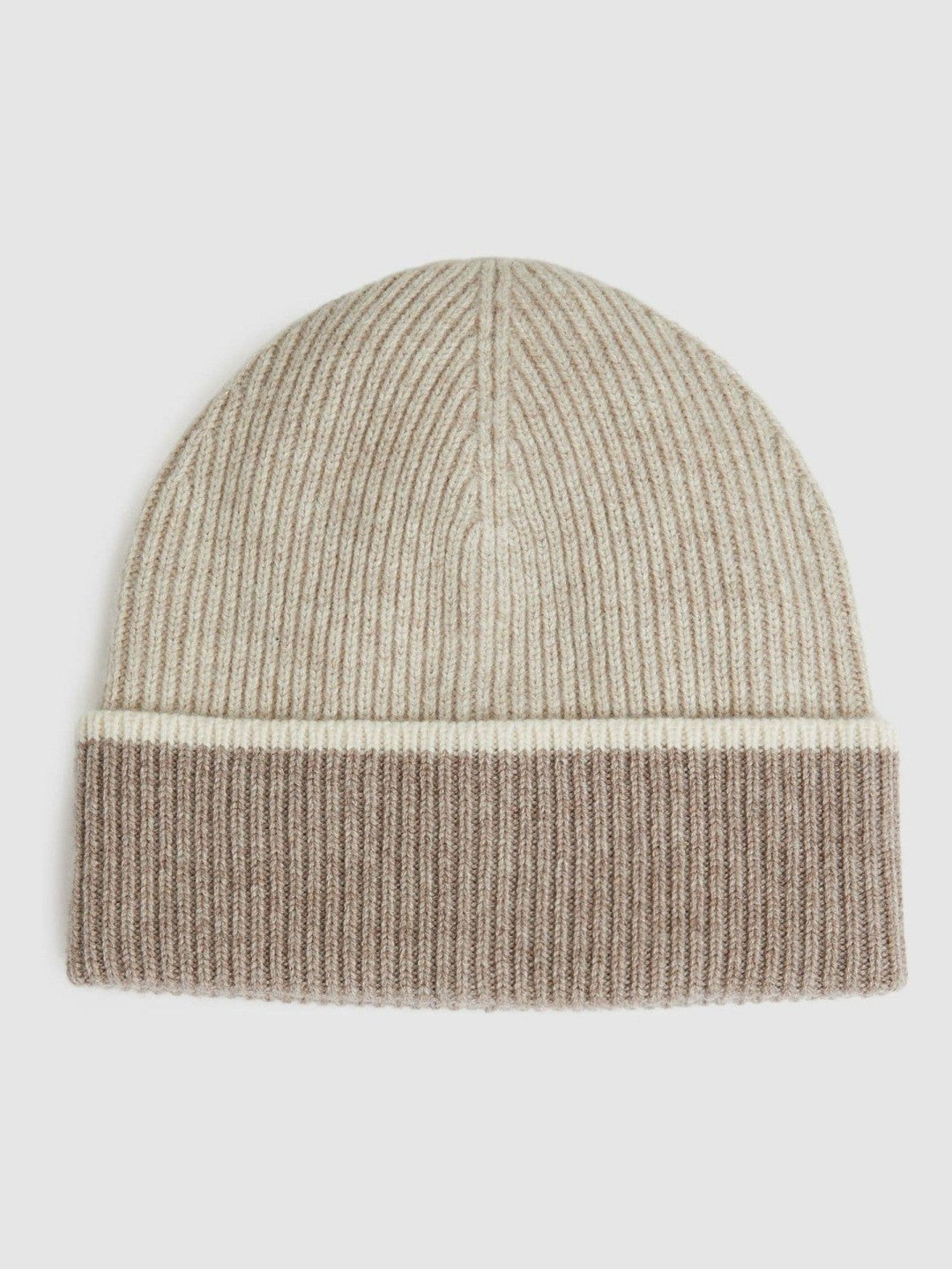 Reiss | Wool Blend Tipped Beanie in Taupe
