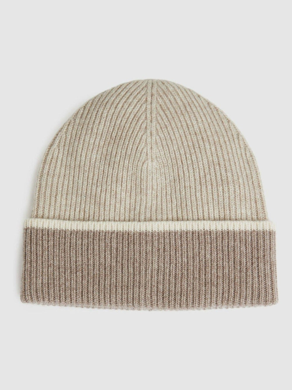 Reiss | Wool Blend Tipped Beanie in Taupe