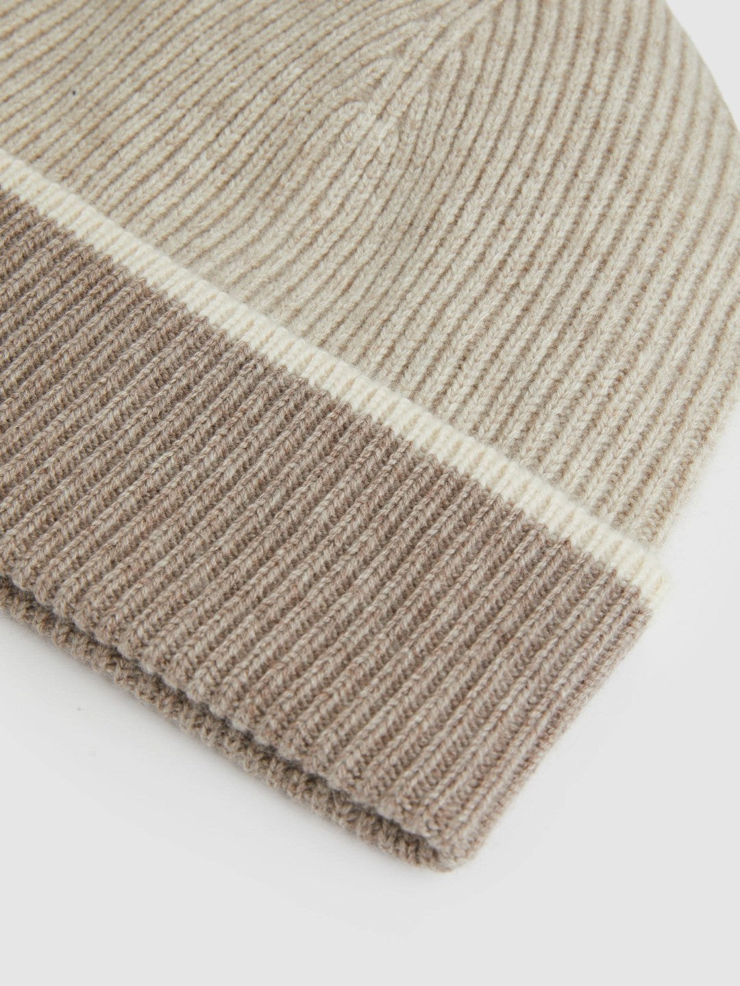 Reiss | Wool Blend Tipped Beanie in Taupe