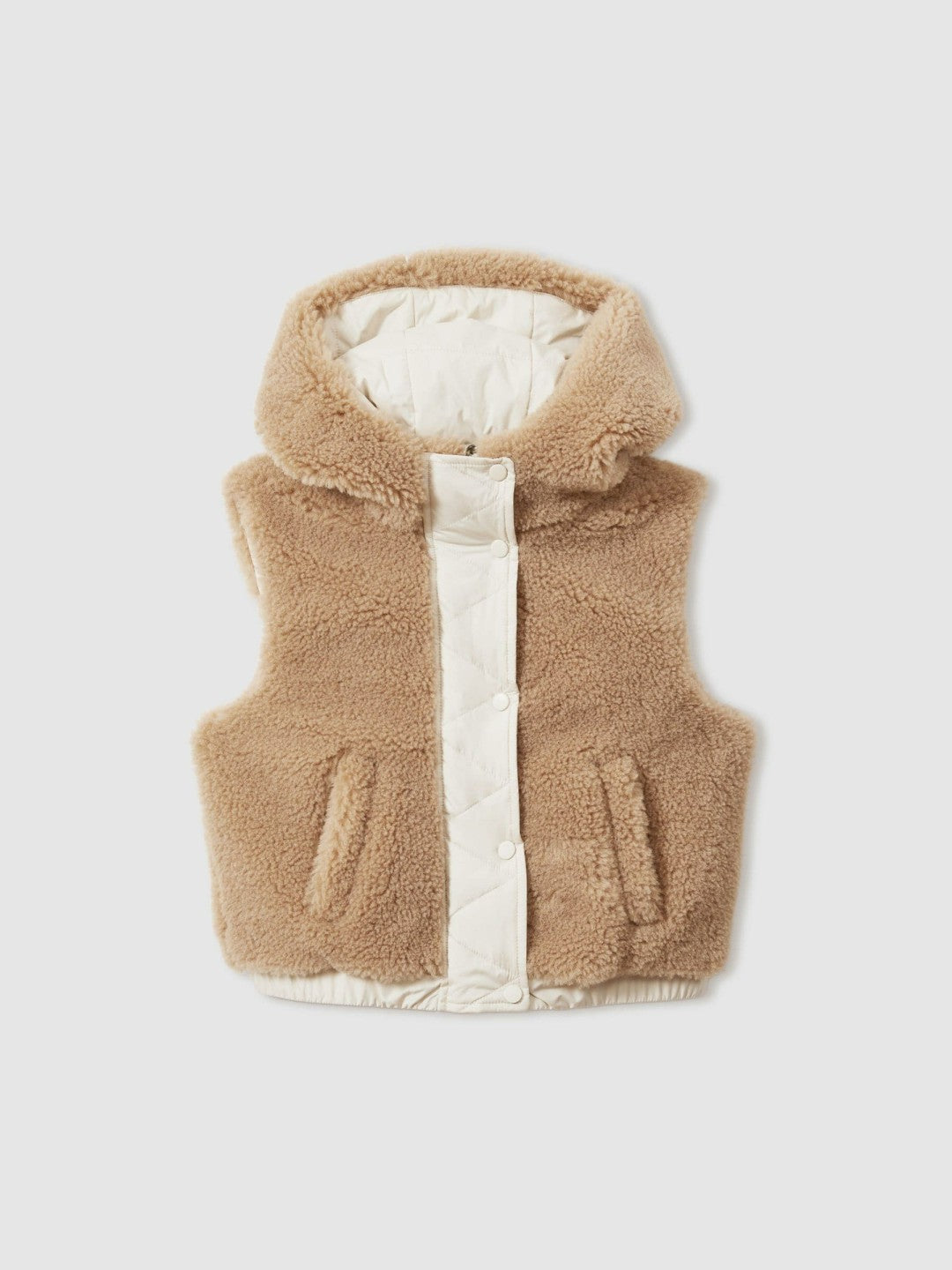 Reiss | 9-13 yrs Reversible Quilted Borg Gilet in Brown