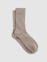 Reiss | Cotton Blend Ribbed Loafer Socks in Neutral