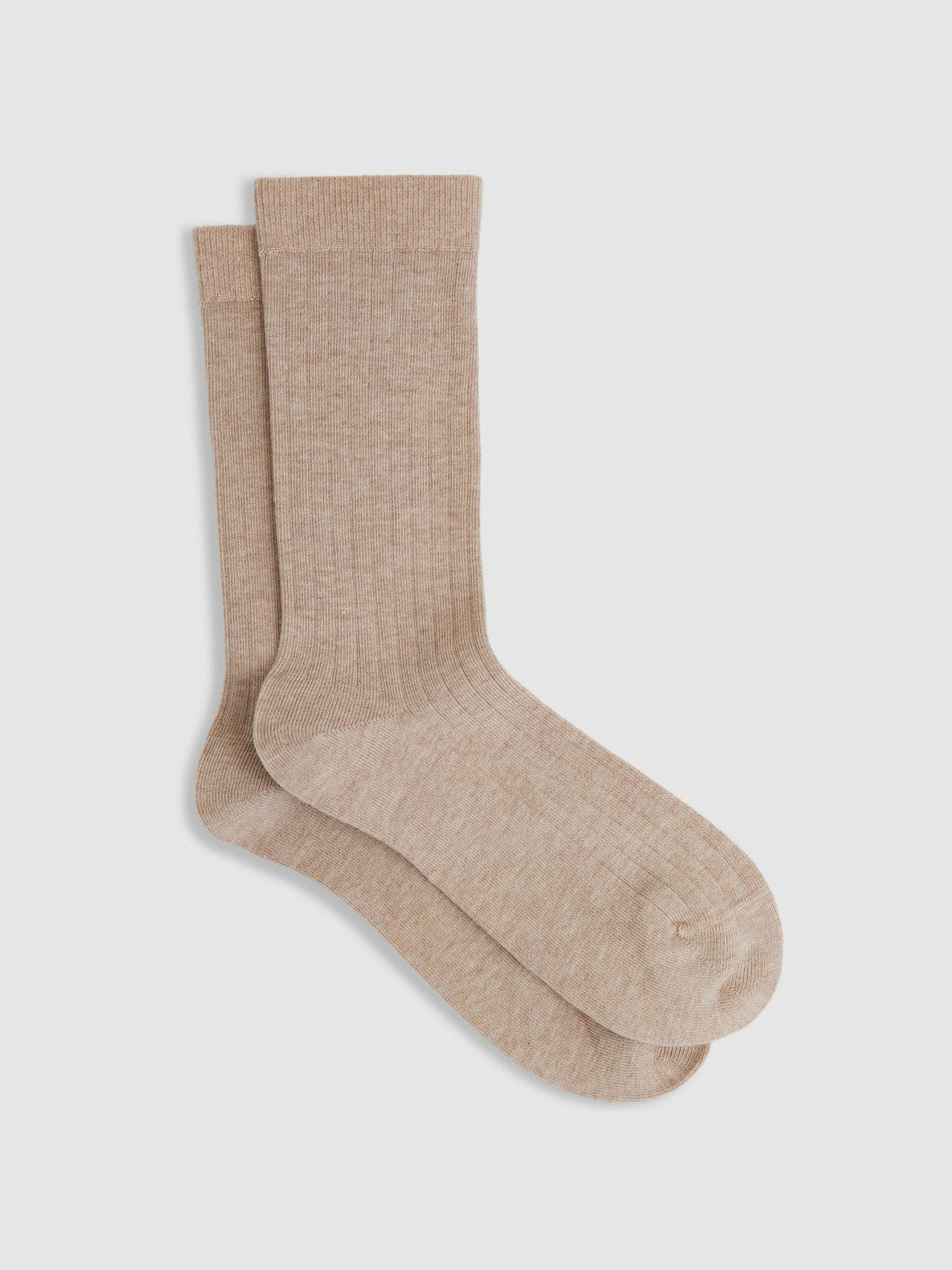 Reiss | Cotton Blend Ribbed Loafer Socks in Oatmeal