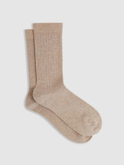 Reiss | Cotton Blend Ribbed Loafer Socks in Oatmeal