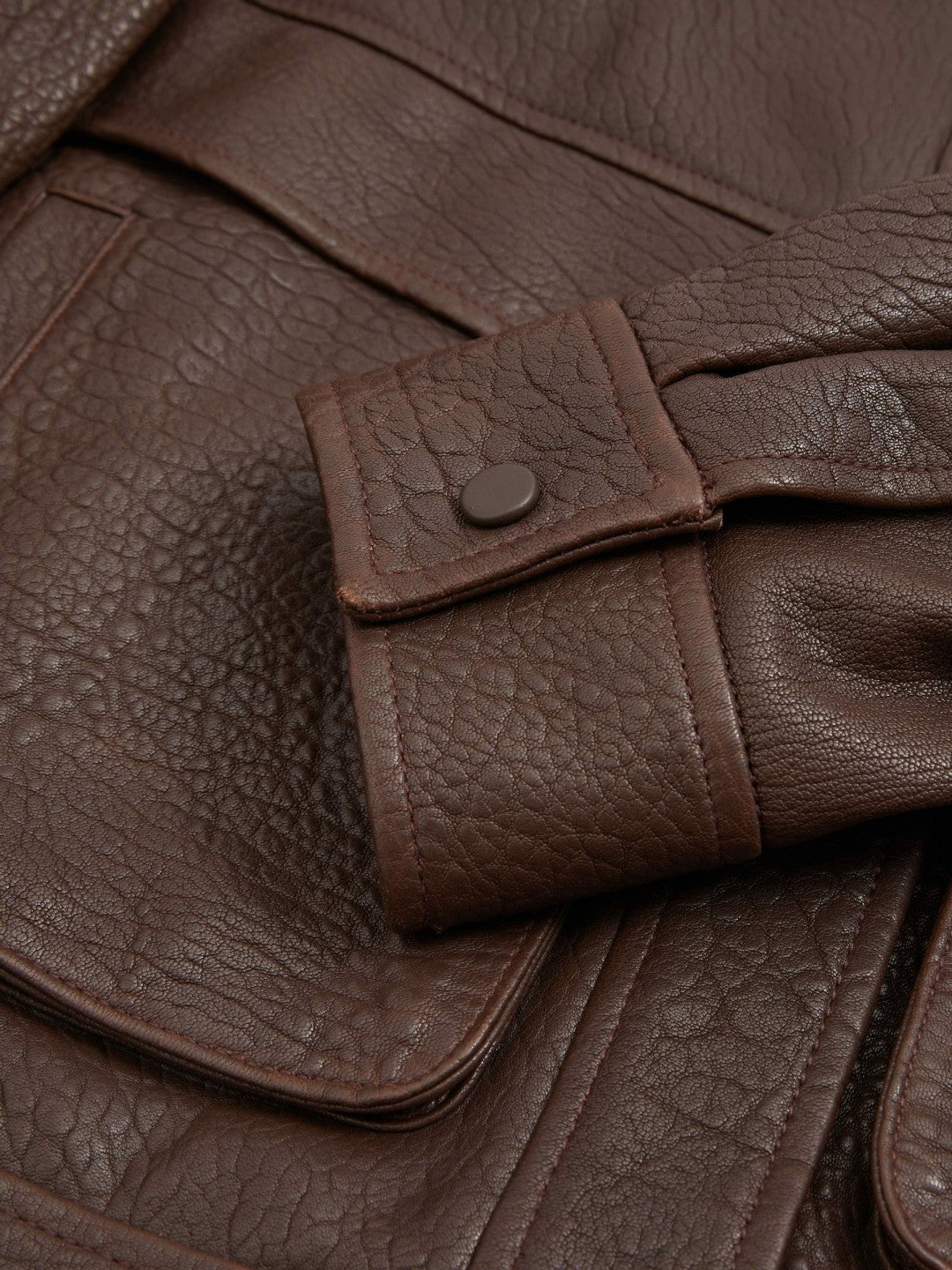 Reiss | Atelier Grained Leather Jacket in Chocolate