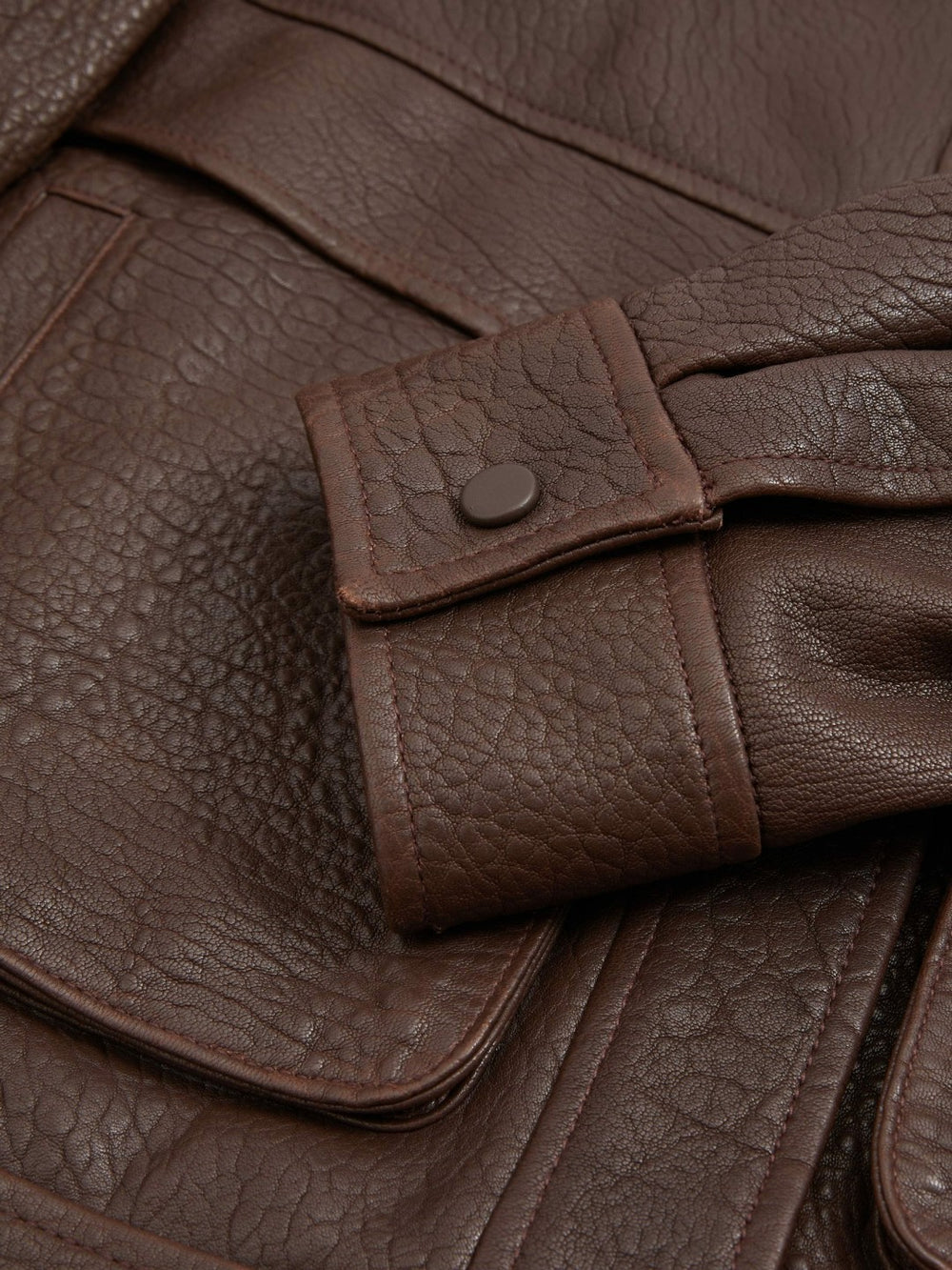 Reiss | Atelier Grained Leather Jacket in Chocolate