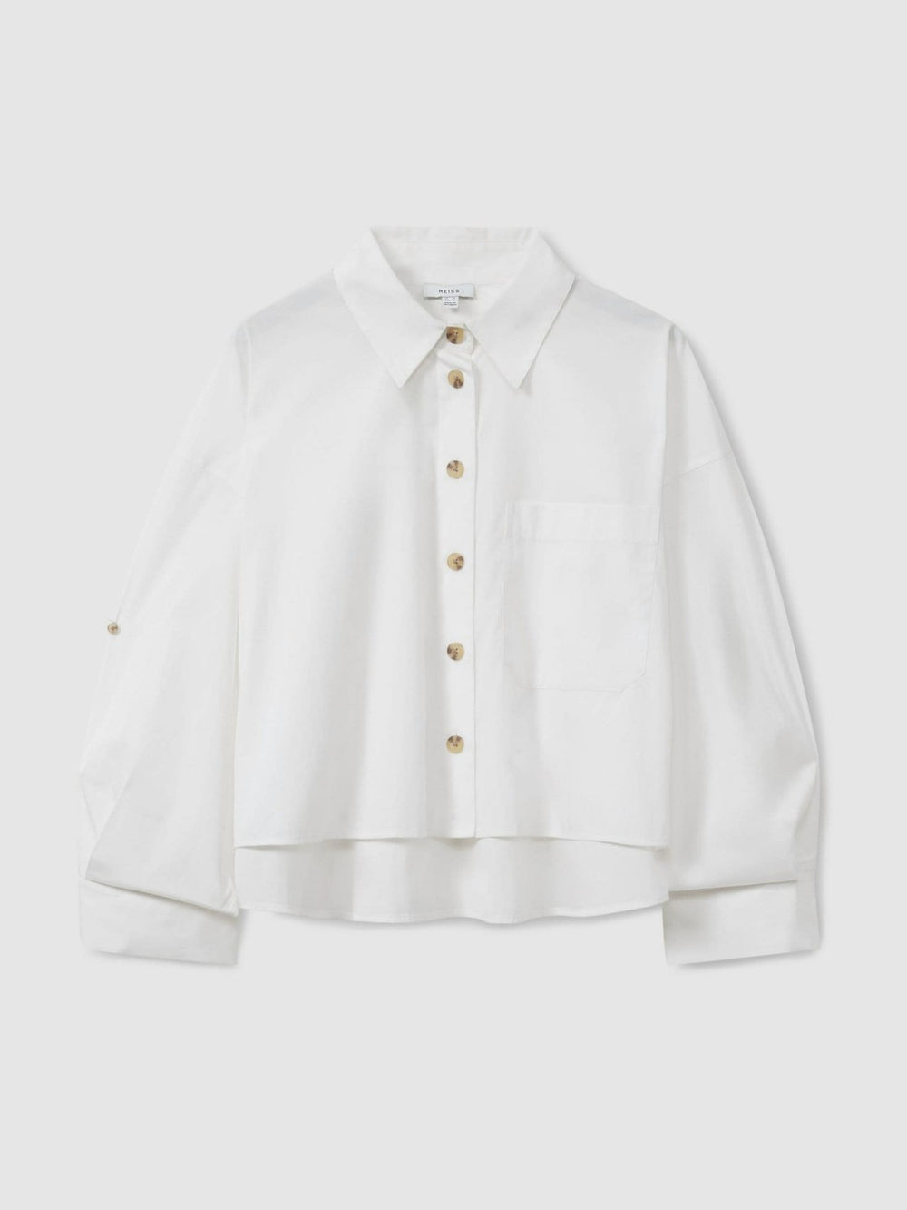 Reiss | Oversize Cotton Cropped Shirt in White