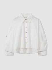 Reiss | Oversize Cotton Cropped Shirt in White